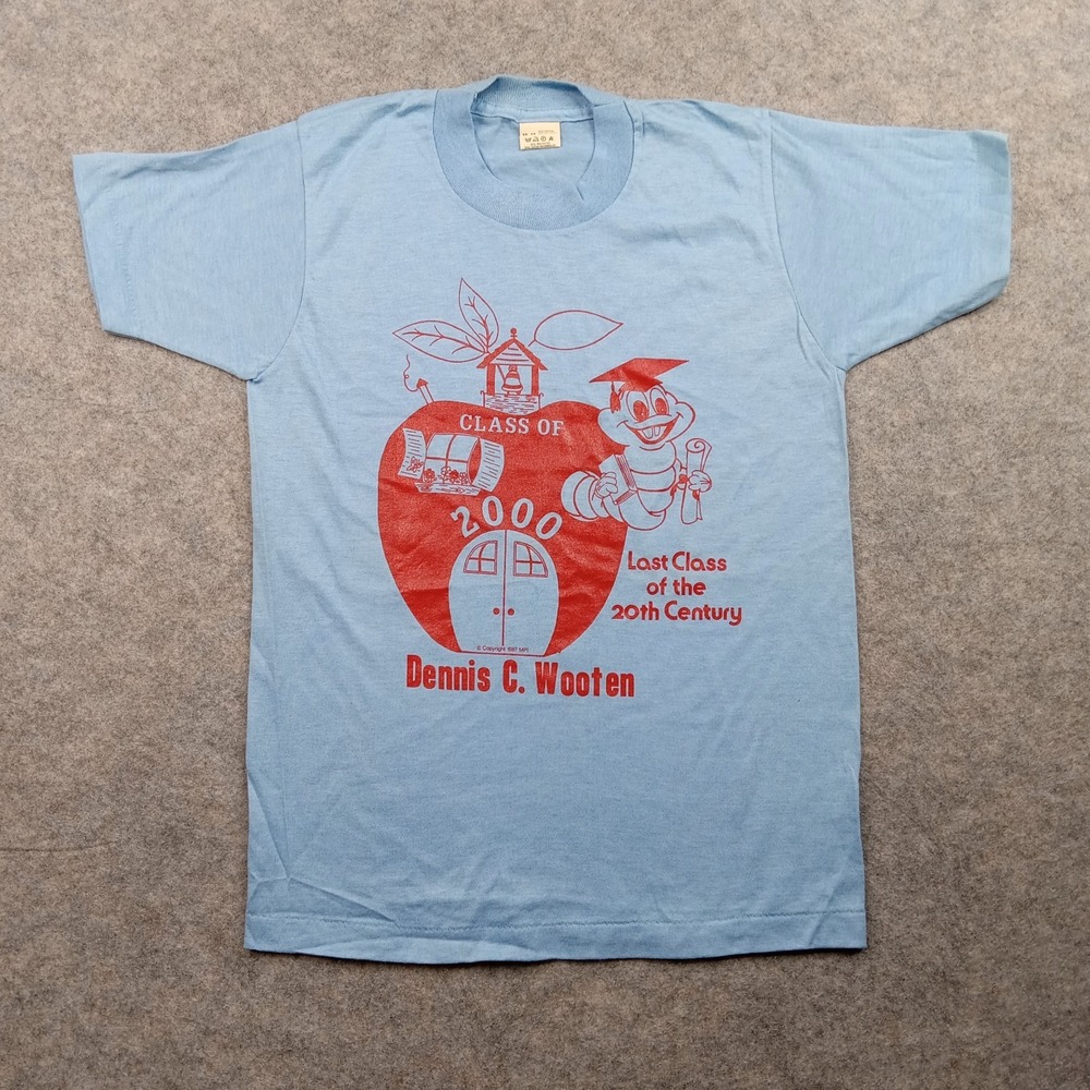 Vintage Screen Stars Shirt Youth 10-12 Class 2000 USA Y2K Apple Worm School 623